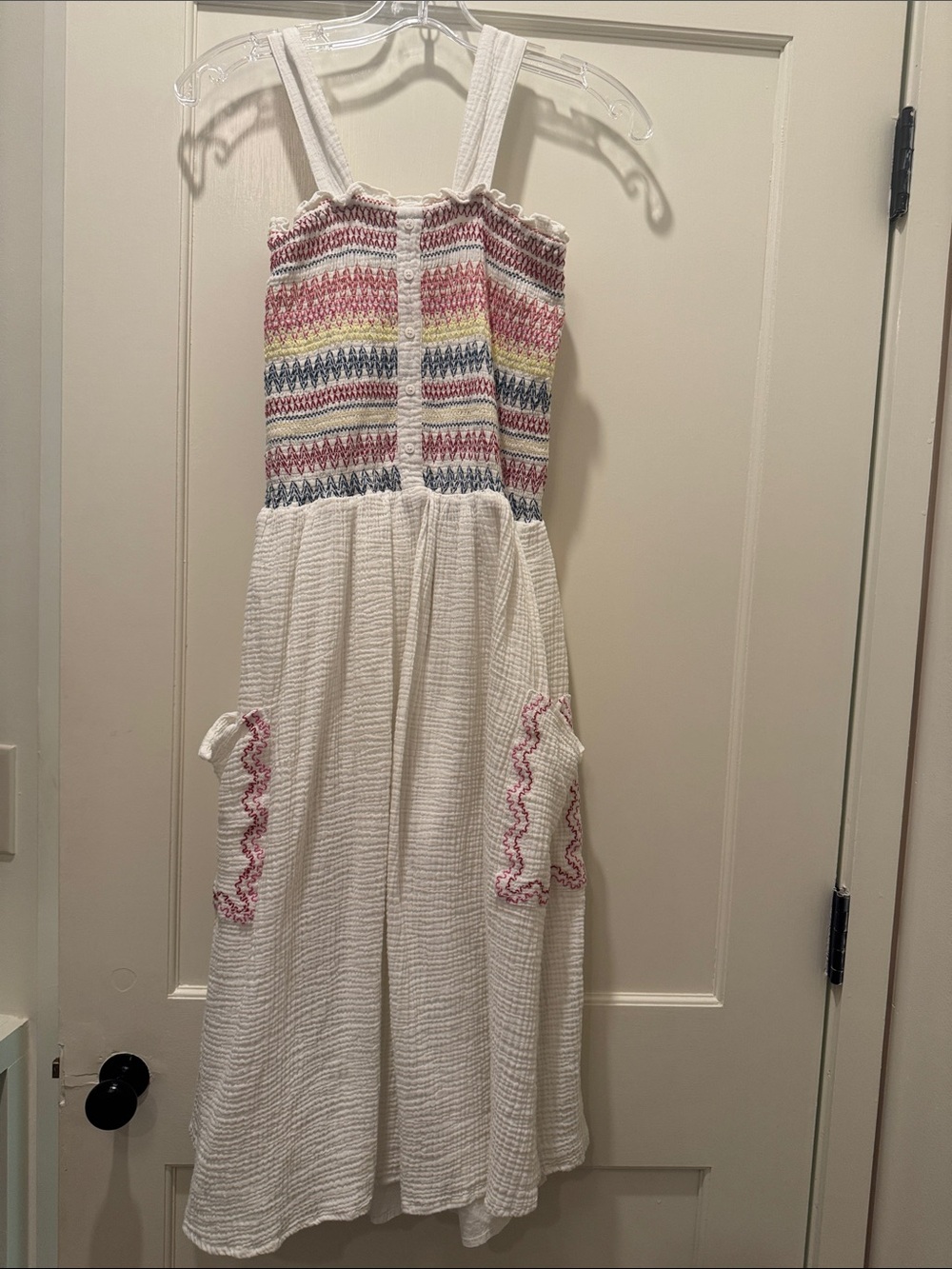 Stella McCartney Kids White Multicolor Smocked Maxi Dress
